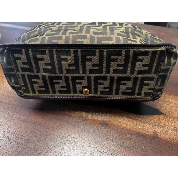 Fendi Zucca Collapsible Tote Bag With Iconic FF Pattern & Leather Accents - Picture 6 of 10